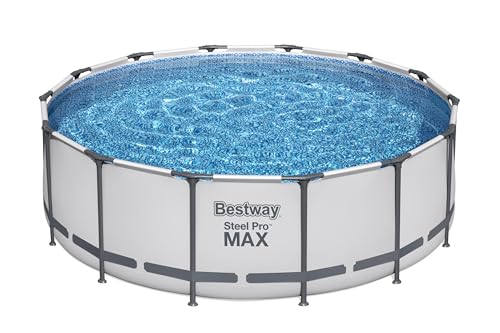 Bestway Steel Pro MAX Frame Pool Komplett-Set mit Filterpumpe Ø 427 x 122 cm, lichtgrau, rund