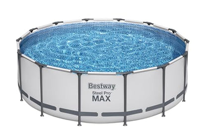 Bestway Steel Pro MAX Frame Pool Komplett-Set mit Filterpumpe Ø 427 x 122 cm, lichtgrau, rund