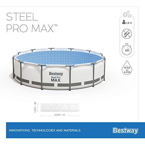Bestway Steel Pro MAX Frame Pool Komplett-Set mit Filterpumpe Ø 427 x 122 cm, lichtgrau, rund