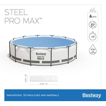 Bestway Steel Pro MAX Frame Pool Komplett-Set mit Filterpumpe Ø 427 x 122 cm, lichtgrau, rund