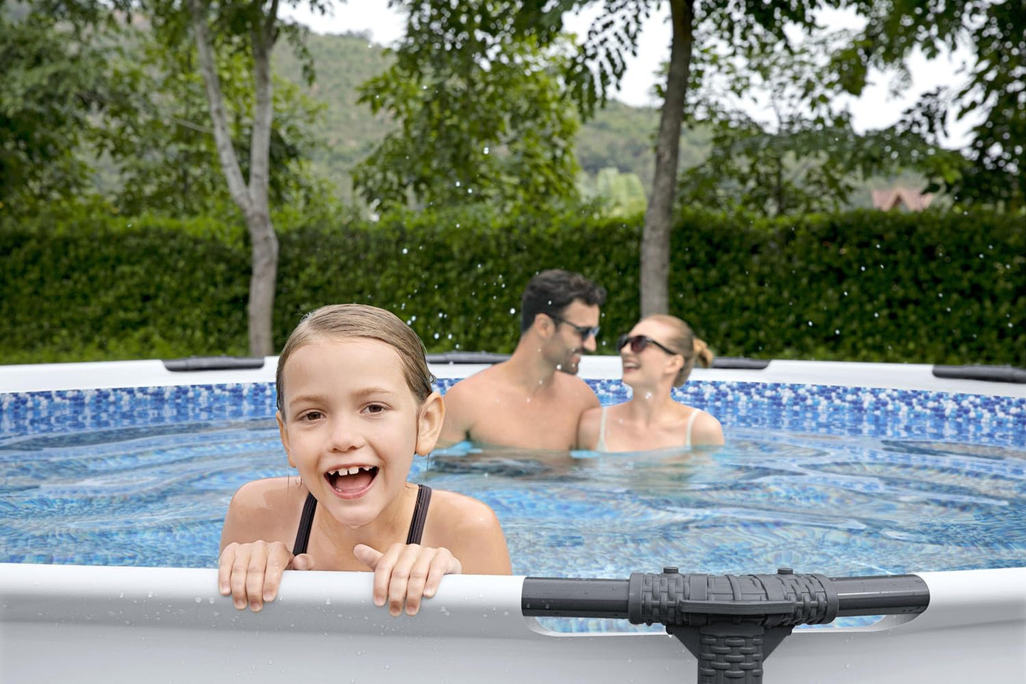 Bestway Steel Pro MAX Frame Pool Komplett-Set mit Filterpumpe Ø 427 x 122 cm, lichtgrau, rund