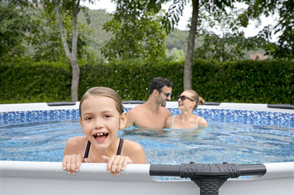 Bestway Steel Pro MAX Frame Pool Komplett-Set mit Filterpumpe Ø 427 x 122 cm, lichtgrau, rund