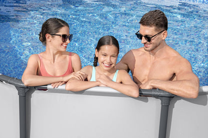 Bestway Steel Pro MAX Frame Pool Komplett-Set mit Filterpumpe Ø 427 x 122 cm, lichtgrau, rund